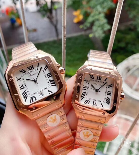 นาฬิกา cartier santos pink gold