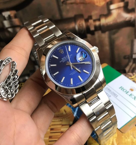Rolex datejust blue steel watch